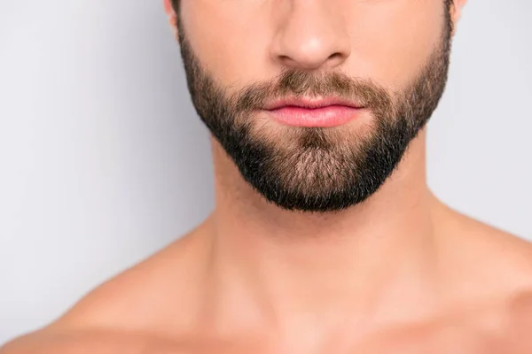 Wellness Wellbeing Concept Close Cropped Half Face Portrait Virile Harsh — Stock Photo, Image