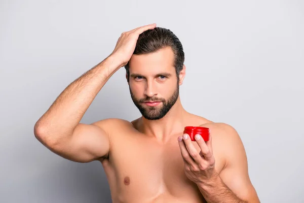 Close Portrait Masculine Virile Clean Sexy Handsome Attractive Muscular Man — Stock Photo, Image
