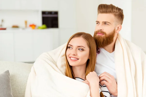 Bearded Hipster People Warmth Happiness Weekend Holiday Cuddle Coziness Partner — Stock Photo, Image