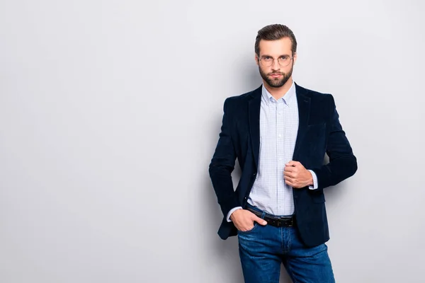 Retrato Bien Vestido Guapo Atractivo Elegante Brutal Lujoso Soñador Elegante — Foto de Stock