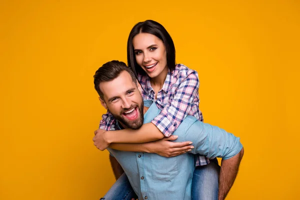 Lachen Lachen Positives Konzept Porträt Von Funky Fröhliches Paar Schöner — Stockfoto