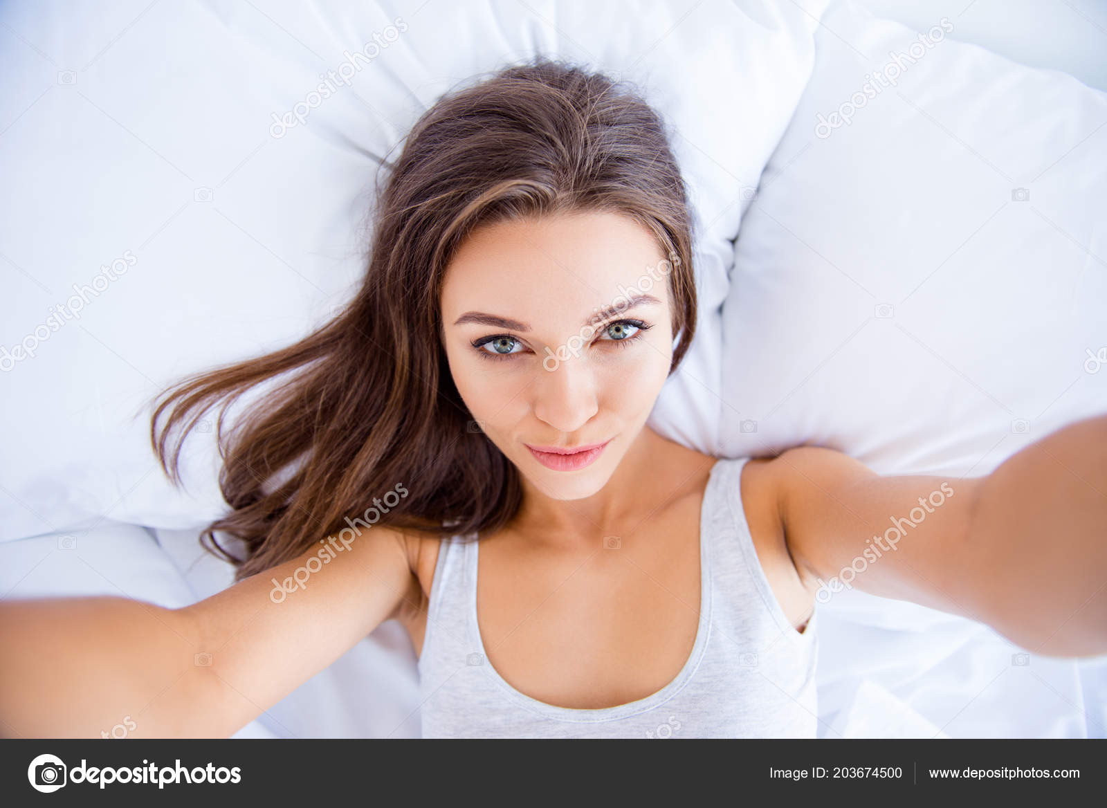 Self Portrait Cool Sexual Girl Shooting Selfie Front Camera Having Stock Photo C Deagreez1