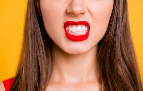 Cropped Close View Photo Portrait Pretty Beautiful Angry Pretty Sexual — Photo