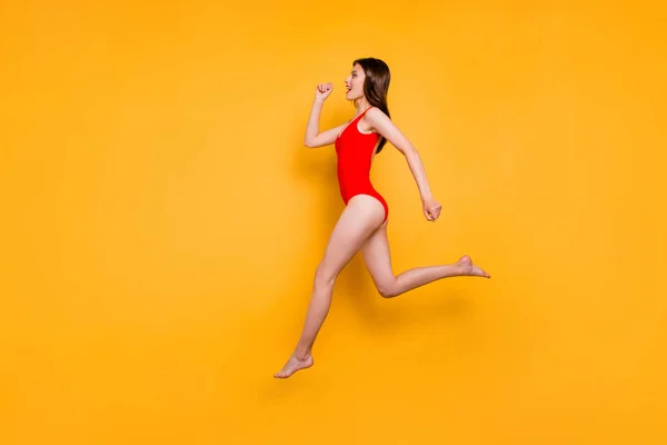 Menschen Lebensenergiekonzept Voller Größe Porträt Von Fit Sportliches Mädchen Springen — Stockfoto