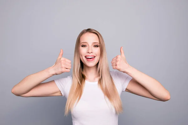 Portrait Young Caucasian Charming Attractive Gorgeous Cute Smiling Girl Wearing — Stock Photo, Image