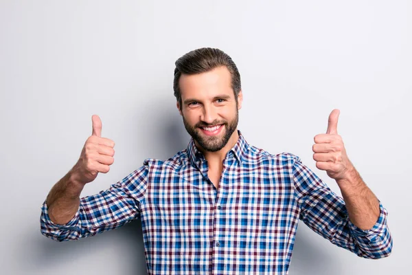 Retrato Alegre Encantador Emocionado Alegre Guapo Con Radiante Diente Brillante — Foto de Stock