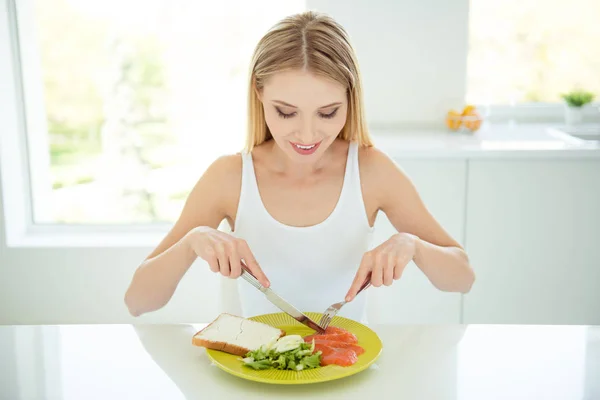 Morning breakfast beaut detox person people concept. Close up ph — Stock Photo, Image