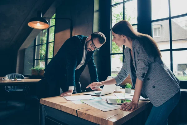 Side profile view of two minded modern professional stylish clas — Stok Foto