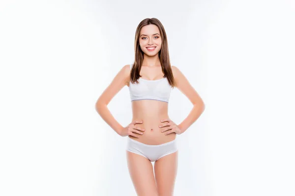 Very slim girl, 17, wearing white clothing, Stock Photo, Picture And Rights  Managed Image. Pic. IBR-949085