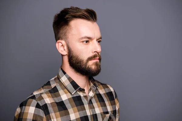 Close up profile side view photo of attractive, good-looking man — Stock Photo, Image