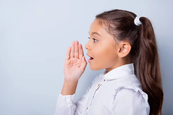 Profile side view of nice cute curious cheerful adorable lovely — Stock Photo, Image