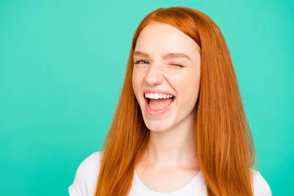 Retrato de agradável adorável positivo alegre feliz bonito brilhante viv — Fotografia de Stock