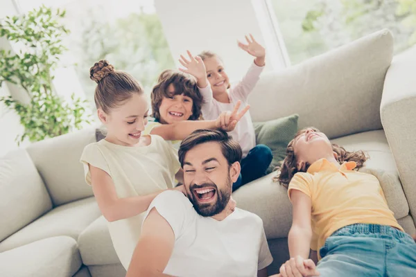 Leisure, lifestyle concept. Best day in my life Brunet dad, tut — Stock Photo, Image