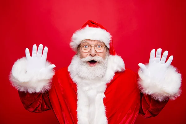 Winter Noel Verkoop Korting Reacties Emotie Concept Stijlvolle Santa Witte — Stockfoto