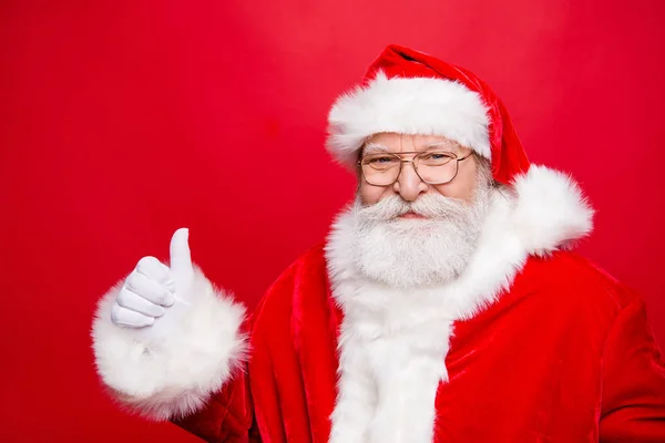 Choice Choose Advertising Nice Funny Santa Claus Spectacles White Beard — Stock Photo, Image