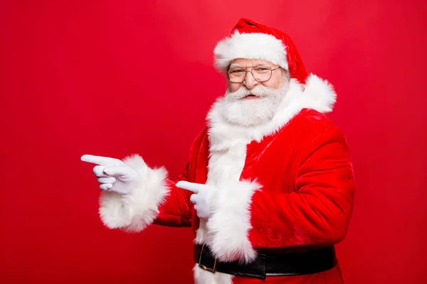 Choice Choose Sale Discount Concept Aged Santa Costume Gloves Headvear — Stock Photo, Image