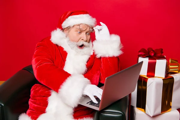 Kerst Noel December Stijlvolle Lees Lezer Leeftijd Volwassen Santa Bril — Stockfoto