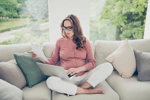 Above high angle view of nice lovely beautiful minded serious pr — Stock Photo, Image