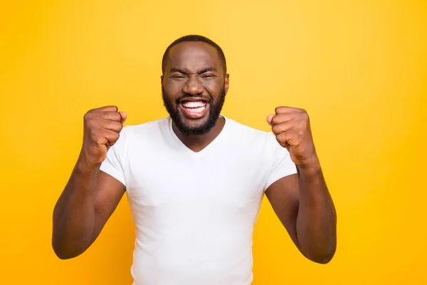 Portrait of handsome attractive manly cheerful glad satisfied mu — Stock Photo, Image