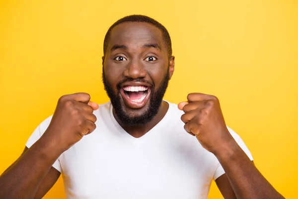 Portrait of handsome attractive manly cheerful glad mulatto bear — Stock Photo, Image