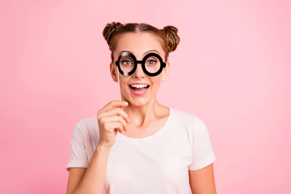 Retrato de elegante, na moda, linda, senhora de boa aparência com bi — Fotografia de Stock