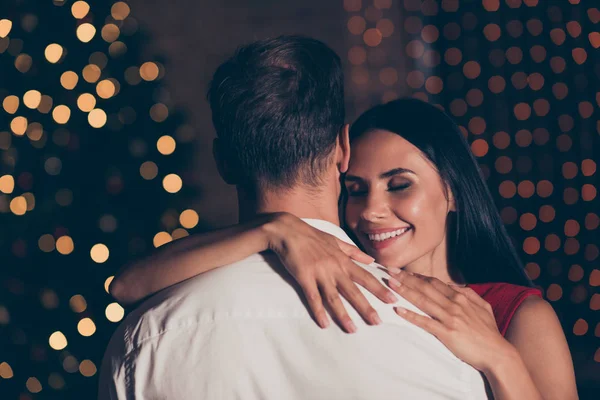 Careless, carefree, adorable, good-looking girl closed eyes and — Stock Photo, Image