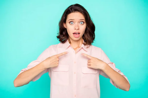 Portret van geschokt vrolijke funky charmante leuk schattig leuk wav — Stockfoto