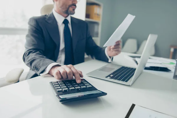 Cropped photo of handsome attractive good-looking good-wearing m — Stock Photo, Image