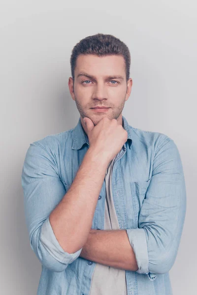 Vertical photo portrait of good-looking gentleman look at camera — Stock Photo, Image