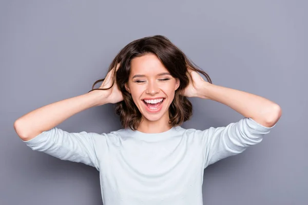 Close up portrait of beautiful attractive pretty lovely lady in — Stock Photo, Image