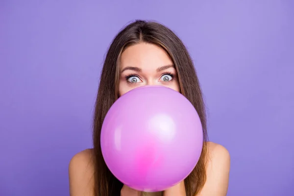 Close up portrait of calm peaceful adorable gorgeous lady with h — Stock Photo, Image