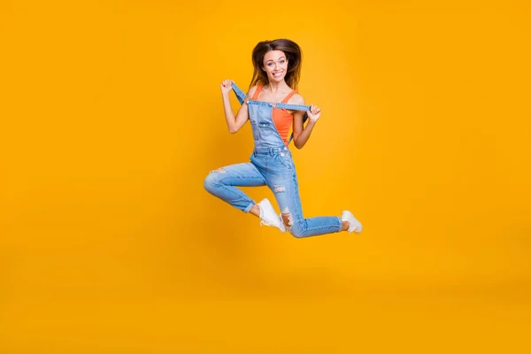 Volledige lengte lichaamsgrootte van mooie schattige gek dromerige schattig cheerfu — Stockfoto