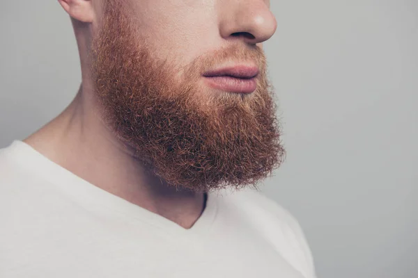 Close up cropped portrait photo of half turn man face isolated o — Stock Photo, Image