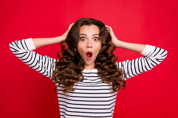 Close Retrato Uau Muito Alegre Gritando Com Voz Ela Sua — Fotografia de Stock