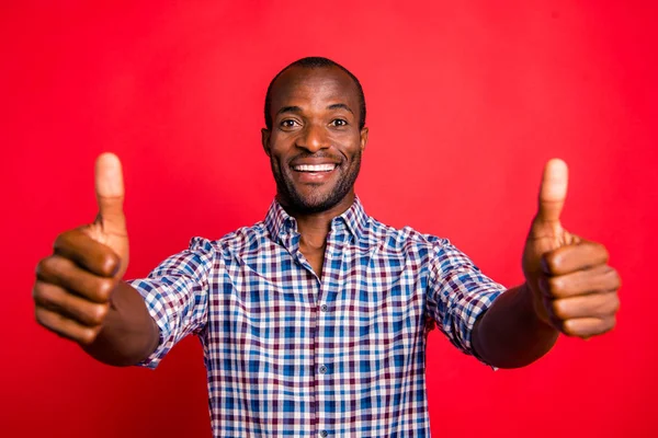 Portrait Nice Cool Handsome Attractive Cheerful Positive Guy Wearing Checked — ストック写真