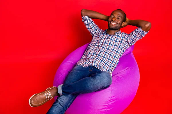 Topo Acima Visão Ângulo Alto Agradável Cara Positivo Alegre Bonito — Fotografia de Stock