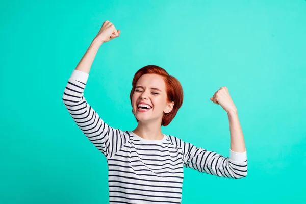 Retrato Agradable Encantadora Atractiva Bastante Alegre Alegre Dama Pelo Rojo — Foto de Stock