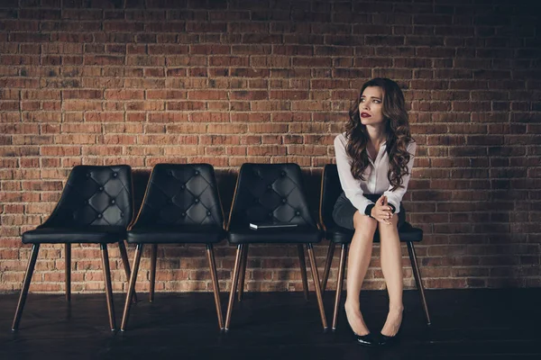 Nice Attractive Charming Elegant Classy Slim Sad Worried Disappointed Wavy — Stock Photo, Image