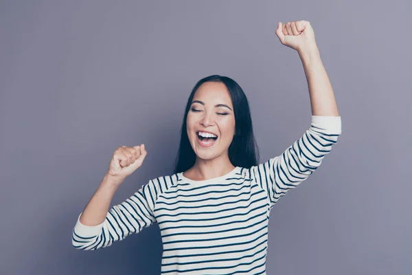 Portret Van Leuke Aantrekkelijke Mooie Optimistische Vrolijke Vrolijke Straight Haired — Stockfoto