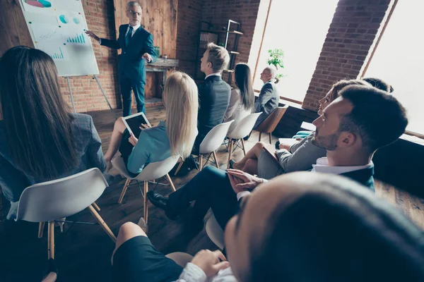 Närbild Foto Berätta Business Economics Förklaringar Till Studenter Föreläsare Redo — Stockfoto