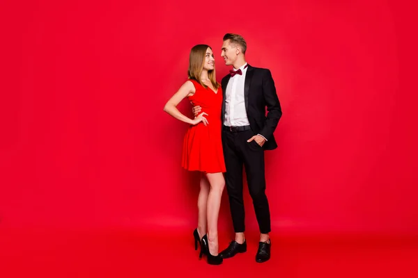 Full length body size portrait of two nice lovely attractive aff — Stock Photo, Image