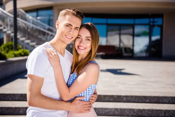 Portrait of his he her she two nice lovely sweet tender adorable — Stock Photo, Image