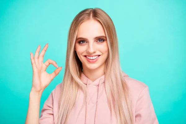 Close up photo of pretty cheer nice cute attractive she her lady — Stock Photo, Image