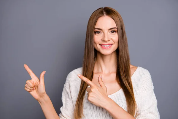 Närbild porträtt av henne hon trevlig Söt härlig söt attraktiva p — Stockfoto