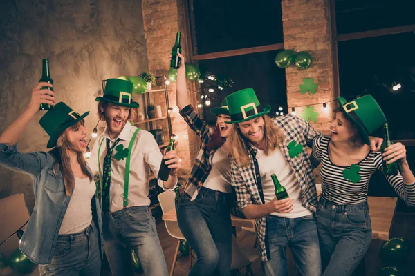 Lucky spend national traditional culture irish saint paddy day best company leprechaun costumes style look scream shout sing songs dancing funny funky jeans white checkered plaid white shirts outfit