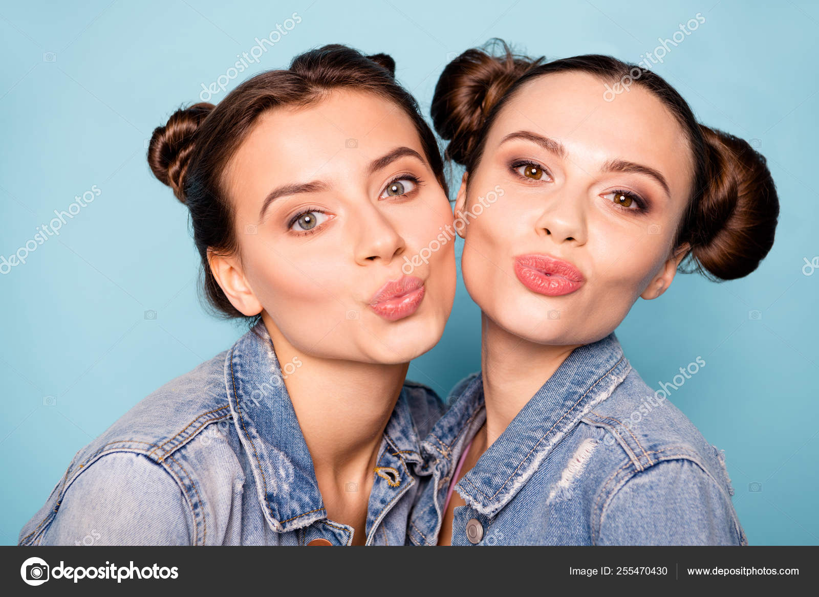 Close up photo of charming elegant fellows fellowship isolated