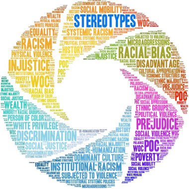 Beyaz bir arka plan üzerinde stereotipler kelime bulut. 