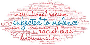 Subjected-şiddet kelime bulut beyaz bir arka plan üzerinde. 