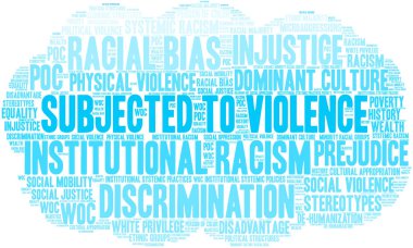 Subjected-şiddet kelime bulut beyaz bir arka plan üzerinde. 