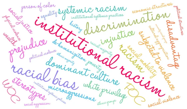 Racismo Institucional Palabra Nube Sobre Fondo Blanco — Vector de stock